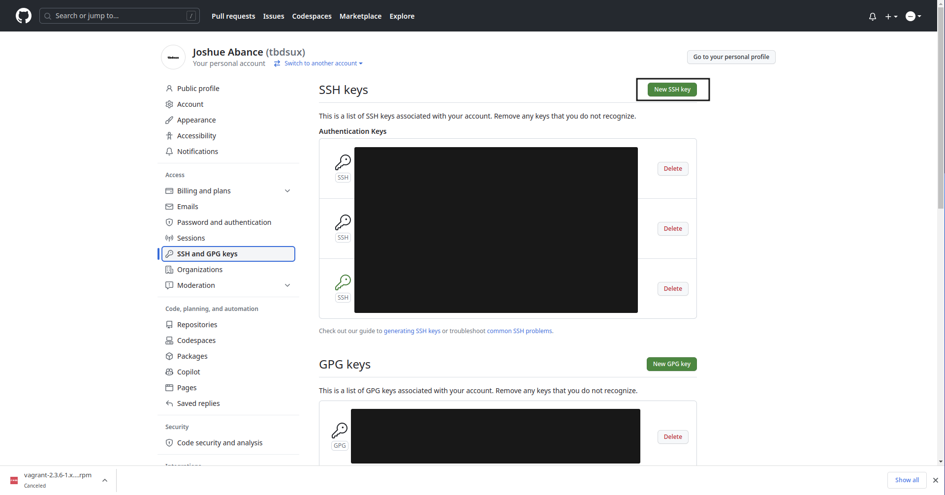 github add ssh