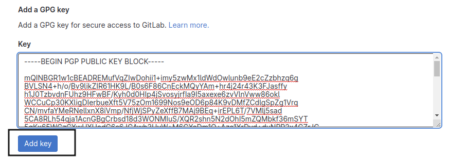 gitlab add gpg key